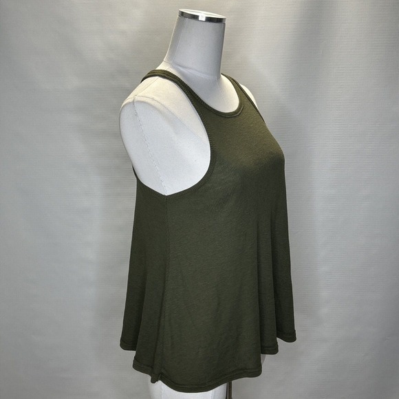 Free People Ribbed Army Green Flowy Racer Back Tank Top Small Urban Outfitters - Picture 3 of 9